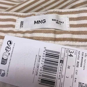 NEW MNG Mango Beige White Striped Straight Carpenter Cargo Trousers Pants Size 2 thumbnail 5