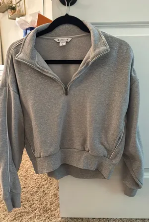 Athleta cropped gray quarter zip  thumbnail 1