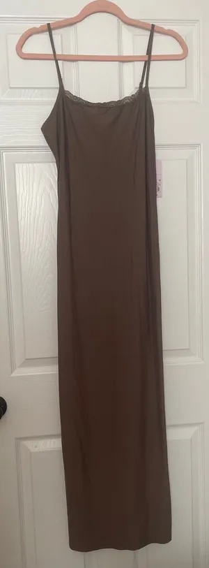Wild Fable NWT Women's Brown Slip Dress with Lace Trim thumbnail 1