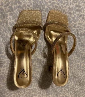 Windsor - Gold Classy Luxe Rhinestone Strappy Stiletto Mules Heels thumbnail 1