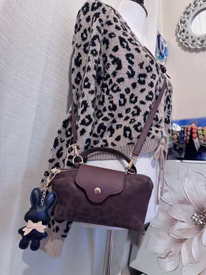 Stella Brown Faux Leather Mini Crossbody Bag w/ Gold Hardware & Bunny Charm thumbnail 3