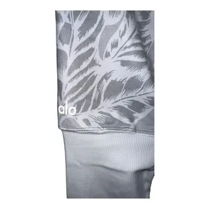 Alo White/Gray Palm Leaf Goddess Leggings, Small‎ thumbnail 7
