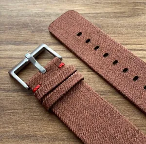 22mm quick release smart watch Band simplistic minimalist brown fabric band new thumbnail 2