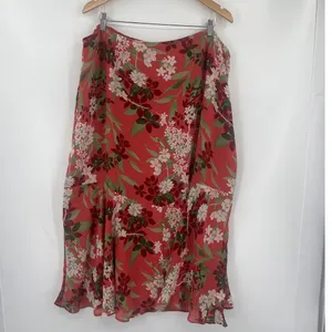 Emma Jame Boho 2 Piece Skirt Set Cottagecore Floral Rust Romantic Flowy Chiffon thumbnail 6