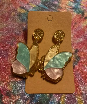 Sparkly Iridescent Butterfly Earrings Multiple thumbnail 1
