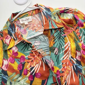 Panama Jack Tropical Floral Linen Blend Tie Front Button Down Shirt Women Medium thumbnail 7