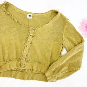 Free People X We The Free Golden Road Cardigan Curly Willow Mustard Olive Crop thumbnail 8