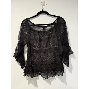 Miss Chievous Top Womens Large Lace Sheer Dark Romantic Vamp Whimsigoth Travel thumbnail 2