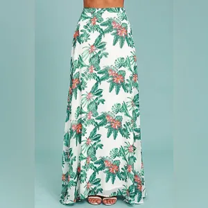Lulu’s Evadne White and Teal Tropical Print Two-Piece Maxi Dress NWT Size XS thumbnail 3