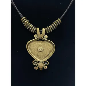 Chico's Double Cord Necklace with Gold Tone Shimmer Rhinestone Pendant thumbnail 3