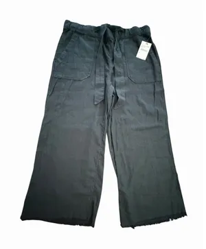 CASLON‎ Pants Womens Medium Black Linen Cropped Wide Leg New Pockets #OP10-1 thumbnail 1