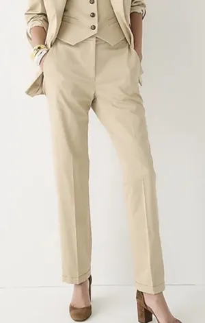 NWT J. Crew Kate Cuffed Hem Straight Leg Pant Pants Light Khaki Size 12 thumbnail 1