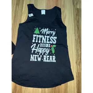Christopher & Banks Starbucks Gold Christmas Ornament Women's Small‎ Tank 3/4 Length Shirt Santa thumbnail 7