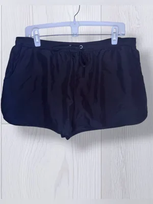 KONA SOL Black Drawstring Swim Cover-Up Shorts | Dolphin Hem thumbnail 3