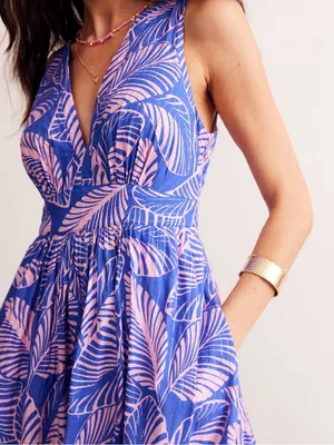 Boden Serena Cotton Tie Maxi Dress Multi Tropical Print Parrot thumbnail 11