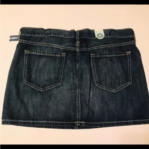 Old Navy Jean Skirt With Striped Front‎ Pockets Womens Size 12 Blue Denim NEW thumbnail 10