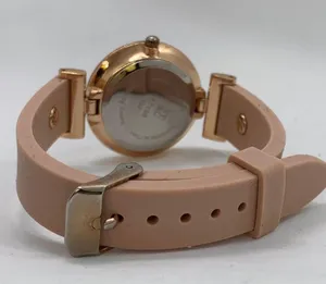 NY & C ladies 30mm rose gold tone rhinestones watch silicone band runs thumbnail 4