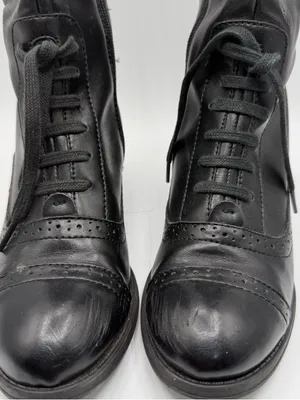 Tommy Hilfiger Black Leather Tall Riding Boots Lace Up Side Zip Women’s 6.5M thumbnail 4