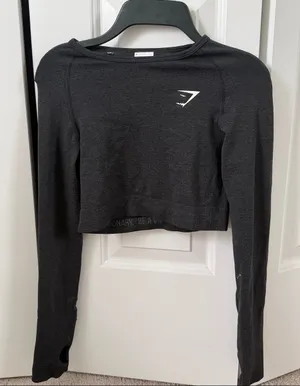 Gymshark Black Long-Sleeve Cropped Training Top thumbnail 1