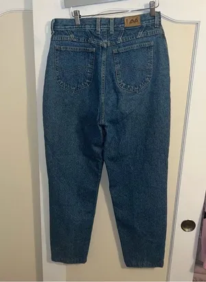Vintage 80s Lee MR High Waist Denim Mom Jeans Tapered Leg Size 14 waist 30 inch thumbnail 1