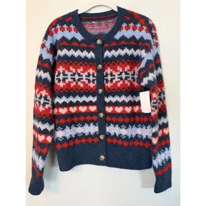 Lucky Brand Fair Isle Wool Brand Cardigan Sz S NWT With Flaw READ $128 thumbnail 3
