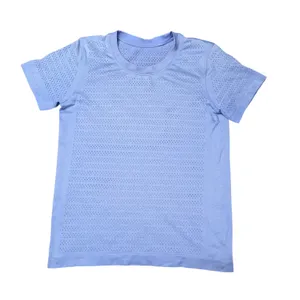Lululemon‎ Breeze By Short Sleeve Women 4 Blue Excellent Mesh Vent Workout thumbnail 2