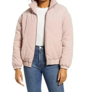 NEW All In Favor Quilted Corduroy Bomber Jacket in Dusty Pink Women's S thumbnail 3