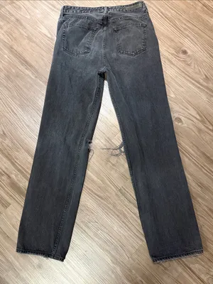 GRLFRND Mica High Rise Straight Jeans 28 Lights Off Distressed Black $248 thumbnail 4