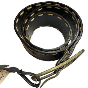 Western Cowgirl Grunge Black Infinity Stud Belt 36" Rope Stitch Hem S/M NWT thumbnail 5