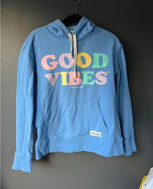 Life is Good Good Vibes Blue Hoodie Sweatshirt thumbnail 1