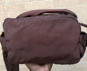 Y2K Brown shoulder messenger crossbody schoolgirl bratz bag purse cargo pocket goth academia satchel #preppy #2000s #streetwear #acubi #whimsygoth silver accents Measurement in pics thumbnail 7