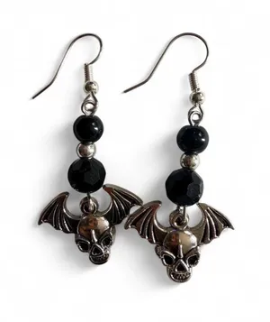 🖤 Handmade Bat Skull Earrings thumbnail 1