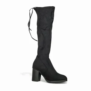 Forever Black Suede Over The Knee Boots Block Heel Lace Up Back Women's Size 8.5 thumbnail 4