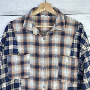 ENTRO Anthropologie Plaid Long Sleeve Flannel Shirt Womens Size‎ Medium Casual thumbnail 3