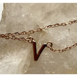 BS 925 "VOTE" Floating Letter 16''‎ - 18'' Necklace Rose Gold Plated Silver 1.8g thumbnail 2