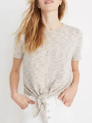 Madewell Knot-Front Cotton Sweater Tee thumbnail 1