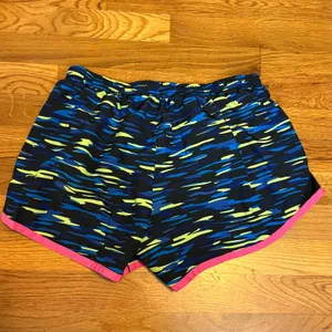 Nike Women’s Medium Blue Neon Lined Running Shorts Athletic Sporty Athleisure thumbnail 7