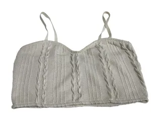 Zara Cream Ribbed  Crop Top EUC thumbnail 1