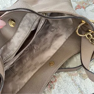 Michael Kors Jamesport Leather Hobo Large Shoulder Bag Taupe Tan Nude Gold thumbnail 13