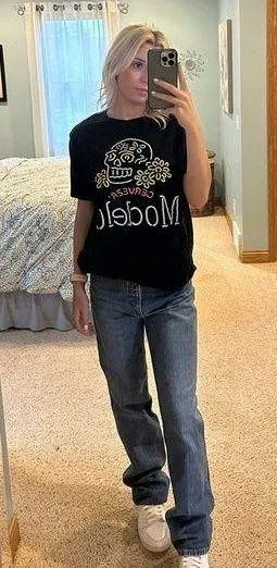 Modelo Oversized Neon Graphic T-Shirt Day of the Dead thumbnail 2