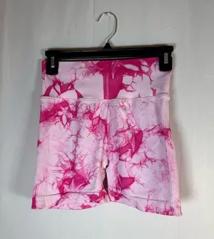 Unbranded Biker Shorts Womens M Pink Tie Dye High Waist Scrunch thumbnail 1