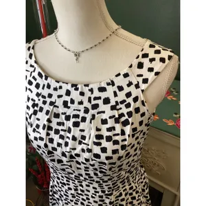 Calvin Klein Fit and Flare Dress SZ Small Black White Abstract Print‎ Excellent thumbnail 2