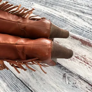 Vintage Nicole Genuine Leather Fringe Tall Heeled Boots​ thumbnail 8
