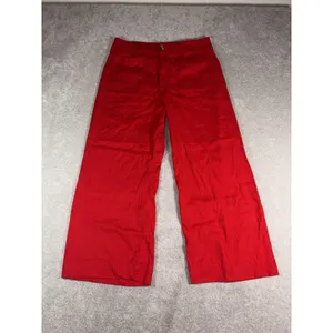 maeve colette pants 31 cropped wide leg pants Red Linen Blend Patch Pockets thumbnail 3
