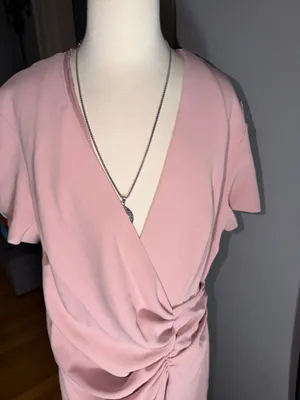 NWT Ruched Wrap Midi Dress in Blush Pink thumbnail 5