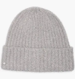 Kate Spade New York Heather Grey Silver Tinsel Knit Beanie Winer Hat OS NWT thumbnail 1