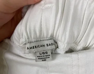 American Eagle High-Waisted Paperbag Wide Leg Pants White Women’s Size Large thumbnail 4