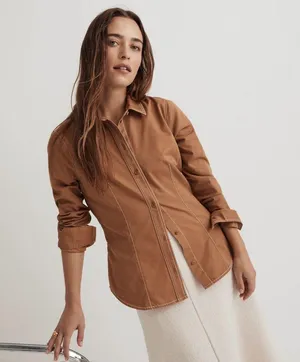 MADEWELL Darted Button-Up Shirt in (Re)generative Chino Western Long Sleeve thumbnail 1
