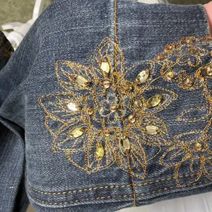 Chico’s Embroidered Sequin Open Front Jean Jacket Size 1 Chico (Med 8) Floral thumbnail 4