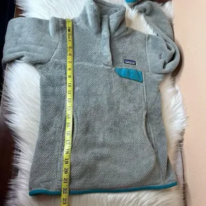 Patagonia Re-Tool Snap T Fleece Pullover Gray Teal Quarter Snap Kangaroo Pocket thumbnail 8